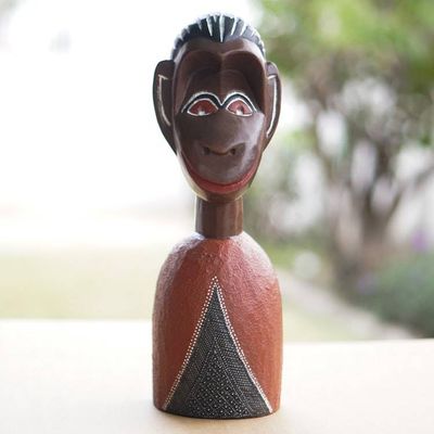 Alternate image for Handcrafted Sese Wood Sculpture of a Monkey in Warm Hues The Jovial Master