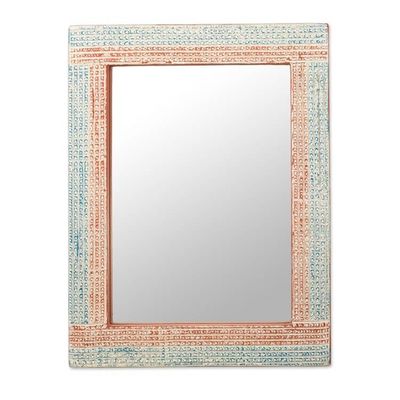 Alternate image for Distressed Sese Wood Wall Mirror by Ghanaian Artisans Local Treasure