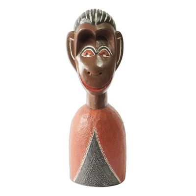 Alternate image for Handcrafted Sese Wood Sculpture of a Monkey in Warm Hues The Jovial Master