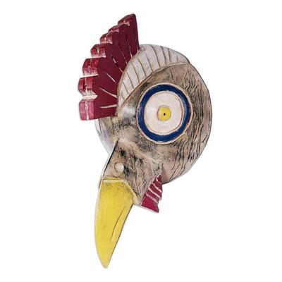 Alternate image for Handmade Rustic Ghanaian Sese Wood Mask Carved by Artisan Bird-Headed