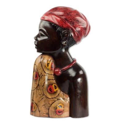 Alternate image for Carved Sese Wood Sculpture of an African Woman from Ghana Profile of a Queen