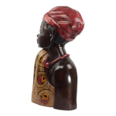 Alternate image for Carved Sese Wood Sculpture of an African Woman from Ghana Profile of a Queen
