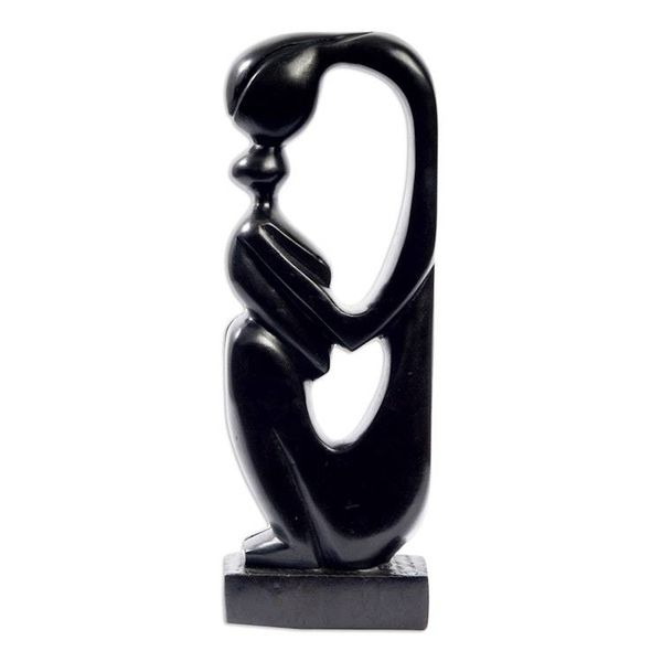 Alternate image for Handmade Ghanaian Mother and Child Ebony Wood Sculpture Maternal Devotion