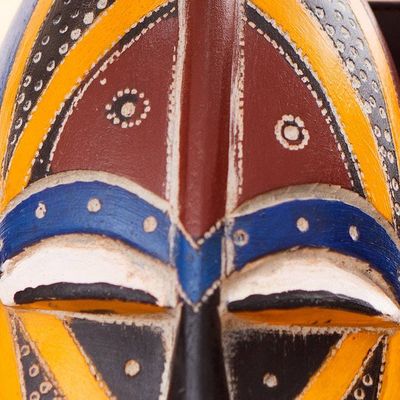 Alternate image for Colorful Sese African Wood Wall Mask Hand-Painted in Ghana Mafanikio