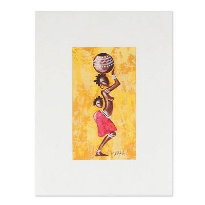 Alternate image for African Folk Art Painting Woman from the Yellow Lake