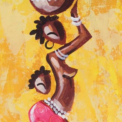 Alternate image for African Folk Art Painting Woman from the Yellow Lake