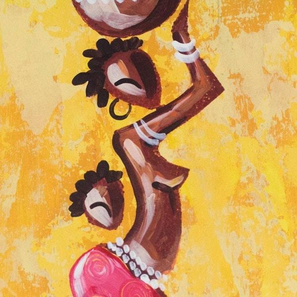 Alternate image for African Folk Art Painting Woman from the Yellow Lake