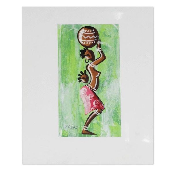 Alternate image for Original African Acrylic Painting Woman from the Green Lakeside