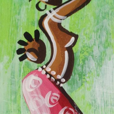 Alternate image for Original African Acrylic Painting Woman from the Green Lakeside