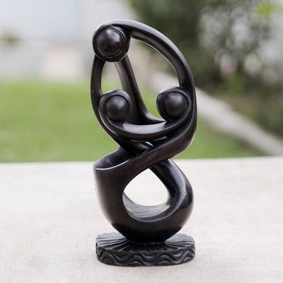 Alternate image for Handcrafted Abstract Wood Sculpture Mother of Twins