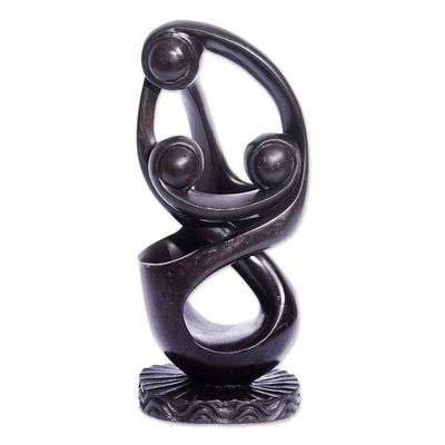 Alternate image for Handcrafted Abstract Wood Sculpture Mother of Twins