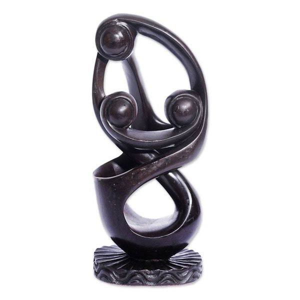 Alternate image for Handcrafted Abstract Wood Sculpture Mother of Twins