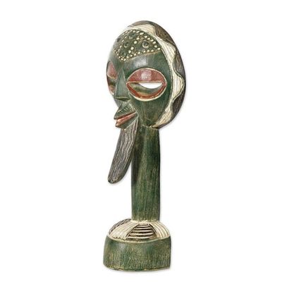 Alternate image for Handmade Sese Wood and Aluminum Sculpture in Green and Red Altar to Heritage