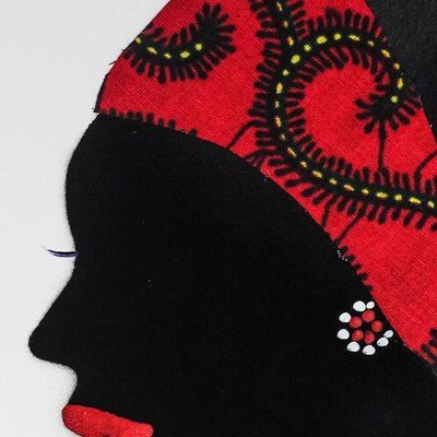 Alternate image for Signed African Woman Painting in Red from Ghana Mansah in Red