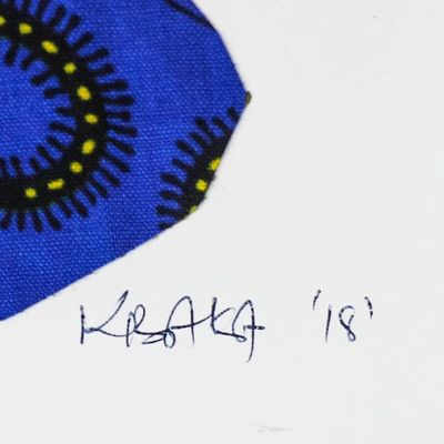Alternate image for Painting of an African Woman with Blue Cotton Accent Yaa in Blue