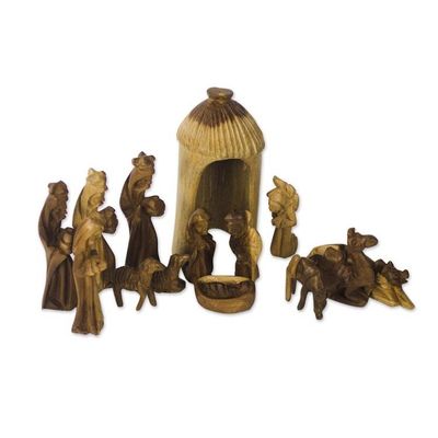 Alternate image for Nativity Scene Wood Sculpture from Ghana 14 Piece Gift of the Ghanaian Magi