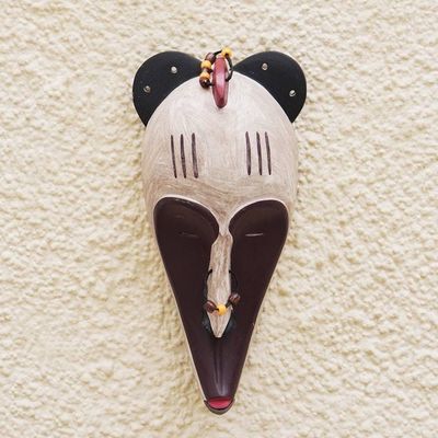 Alternate image for Hand Carved and Hand Painted Fang Wood Mask from Ghana Fang Inspiration