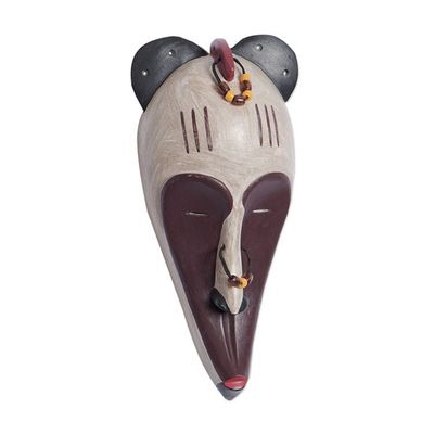 Alternate image for Hand Carved and Hand Painted Fang Wood Mask from Ghana Fang Inspiration