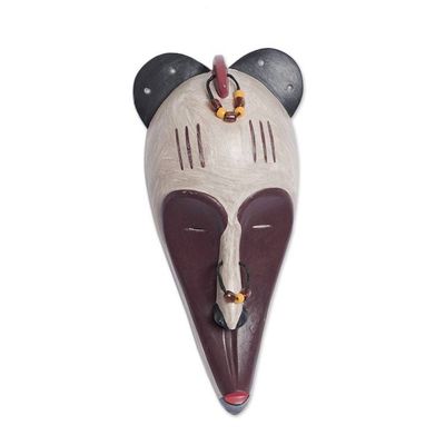 Alternate image for Hand Carved and Hand Painted Fang Wood Mask from Ghana Fang Inspiration