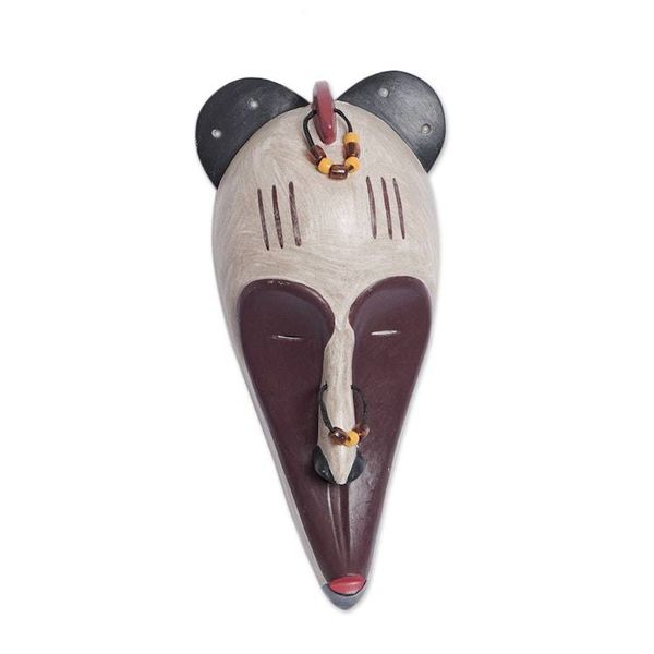 Alternate image for Hand Carved and Hand Painted Fang Wood Mask from Ghana Fang Inspiration