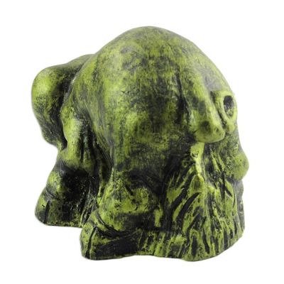 Alternate image for Ceramic Sculpture of a Yellow Pig from Ghana Crouching Pig