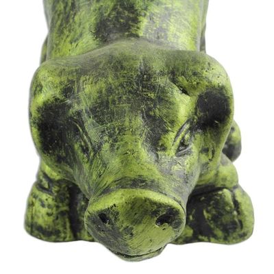 Alternate image for Ceramic Sculpture of a Yellow Pig from Ghana Crouching Pig
