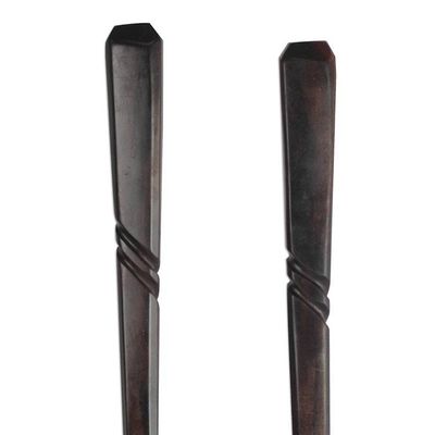 Alternate image for Hand-Carved Ebony Wood Decorative Fork and Spoon Set Kitchen Invite