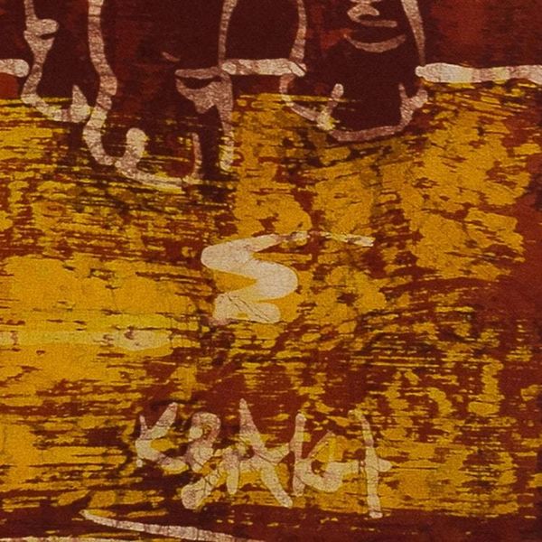 Alternate image for Batik Cotton Rhino Themed Wall Hanging from Ghana Rhino II