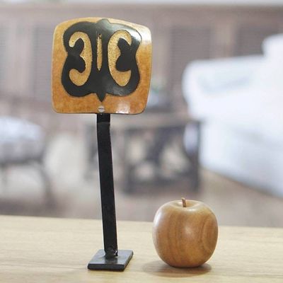 Alternate image for Dried Calabash Gourd Statuette with Hye Won Hye Adinkra Hye Won Hye Altar