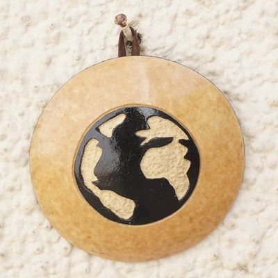 Alternate image for Handcrafted Round Dried Calabash Gourd Wall Art of Earth Human Universe
