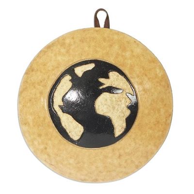 Alternate image for Handcrafted Round Dried Calabash Gourd Wall Art of Earth Human Universe
