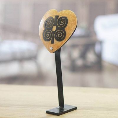 Alternate image for Dried Calabash Gourd Statuette with Dwennimmen Adinkra Dwennimmen Altar