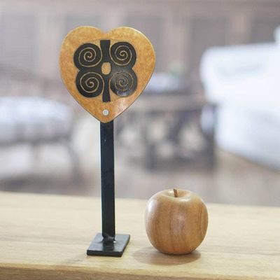 Alternate image for Dried Calabash Gourd Statuette with Dwennimmen Adinkra Dwennimmen Altar
