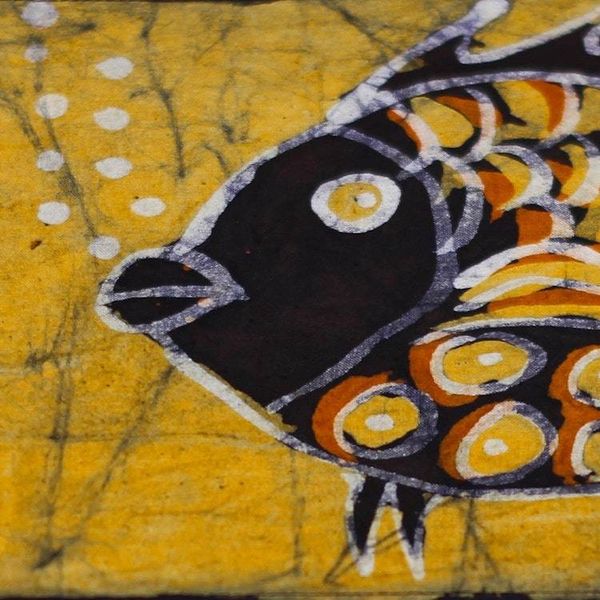 Alternate image for Fish-Themed Batik Cotton Table Runner from Ghana Elegant Fish