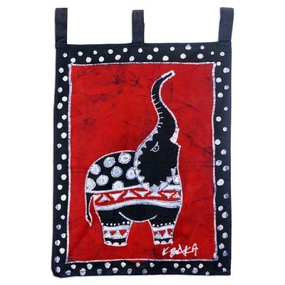 Alternate image for Batik Cotton Wall Hanging with Elephant Motif Mr. Trumpeter