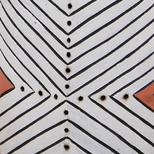 Alternate image for Artisan Crafted Striped Wood African Mask from Ghana Bamun Shield