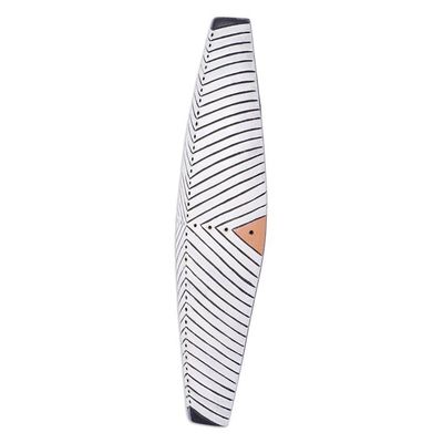 Alternate image for Artisan Crafted Striped Wood African Mask from Ghana Bamun Shield