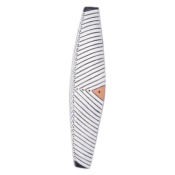 Alternate image for Artisan Crafted Striped Wood African Mask from Ghana Bamun Shield