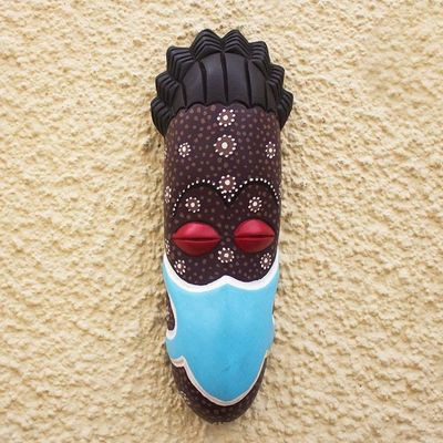 Alternate image for Artisan Crafted Wood Wall Mask with Protection Theme Protection Mask III