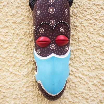 Alternate image for Artisan Crafted Wood Wall Mask with Protection Theme Protection Mask III