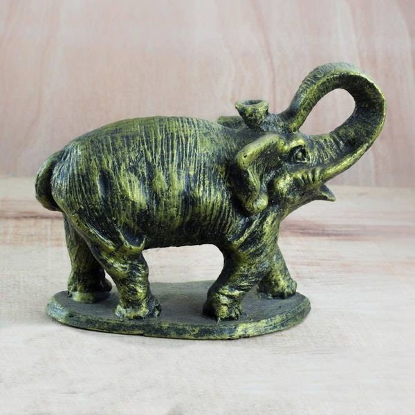 Alternate image for Ceramic Sculpture of an Elephant in Green Tones from Ghana Striking Elephant