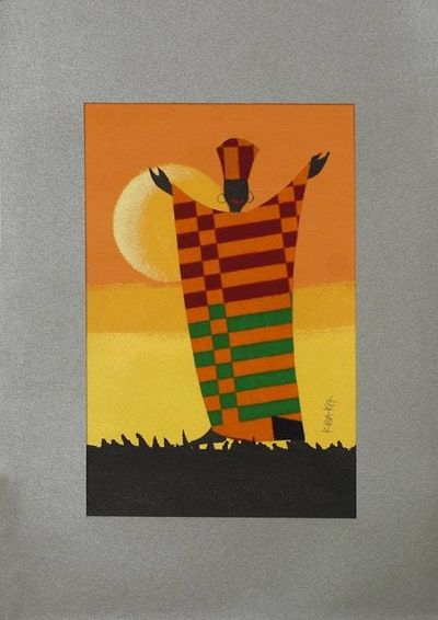 Alternate image for Painting of an African Man in Colorful Cotton Clothing Rejoice I