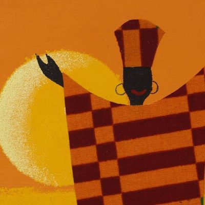 Alternate image for Painting of an African Man in Colorful Cotton Clothing Rejoice I