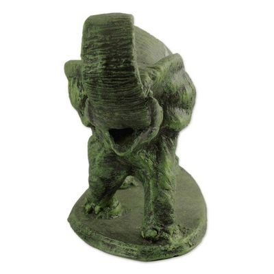 Alternate image for Ceramic Sculpture of an Elephant in Green Tones from Ghana Striking Elephant
