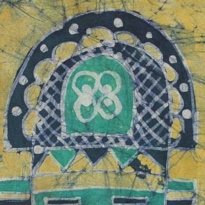 Alternate image for African Mask Cotton Batik Wall Hanging Mate Masie African Mask