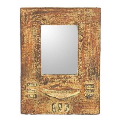 Alternate image for Handcrafted Sese Wood Wall Mirror from Ghana Worlasi Faith