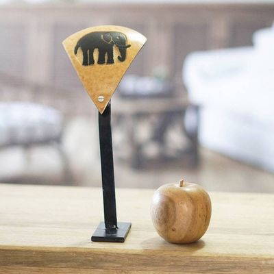 Alternate image for Dried Calabash Gourd Statuette with Elephant Icon Elephant Altar