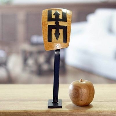 Alternate image for Dried Calabash Gourd Statuette with Nteasee Adinkra Nteasee Altar