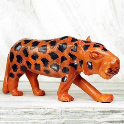 Primary image for Hand Carved and Painted Wood Sculpture of an African Leopard African Leopard