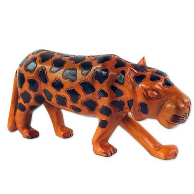 Alternate image for Hand Carved and Painted Wood Sculpture of an African Leopard African Leopard